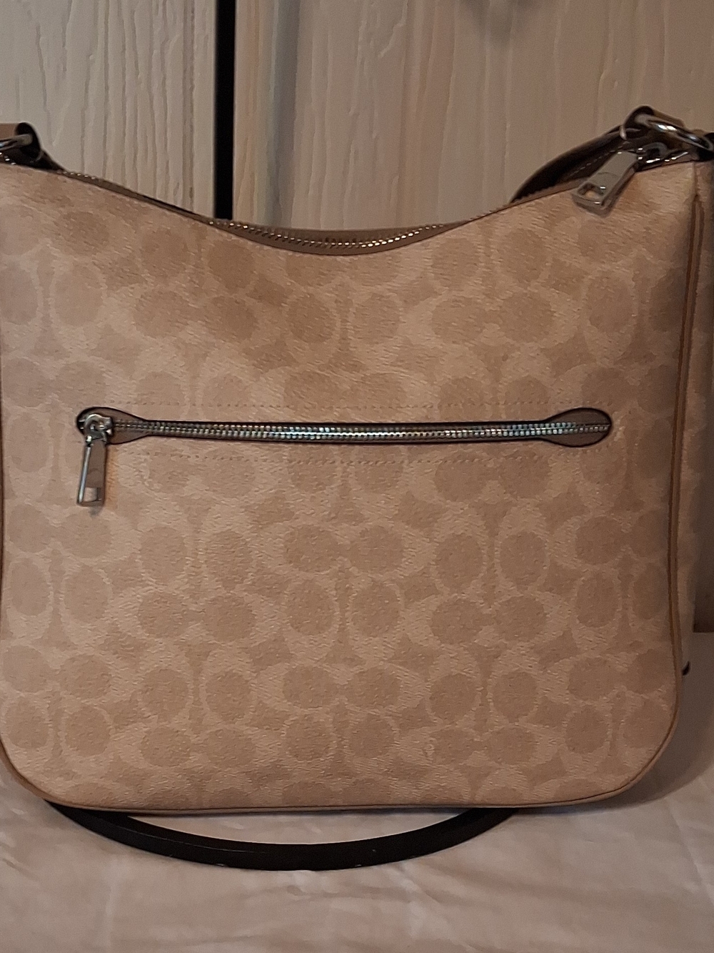 Coach Signature Ellie File Canvas and Leather Shoulder Bag in Khaki - Picture 5 of 14